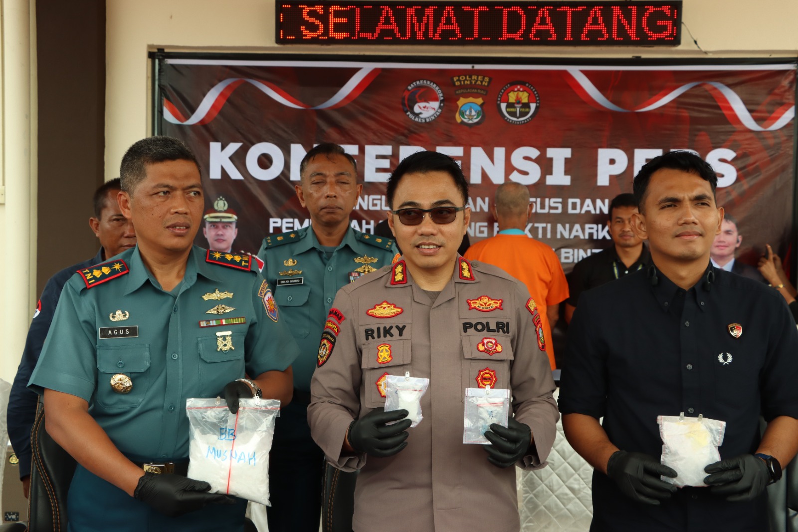 Polres Bintan dan Lanal Bintan Rilis penangkapan dan pengungkapan kasus Natkoba
